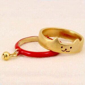 1 pair, cute cat rings